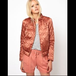 See by chloe copper silk quilted bomber jacket